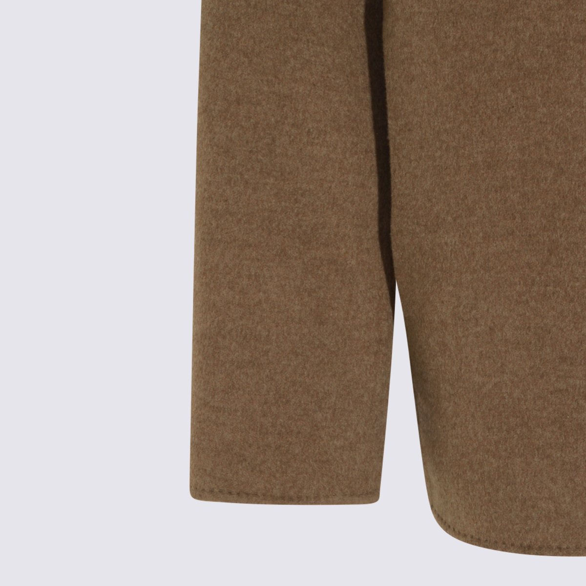 Kiton Brown Jacket With Classic Collar And Round Hem Bruin
