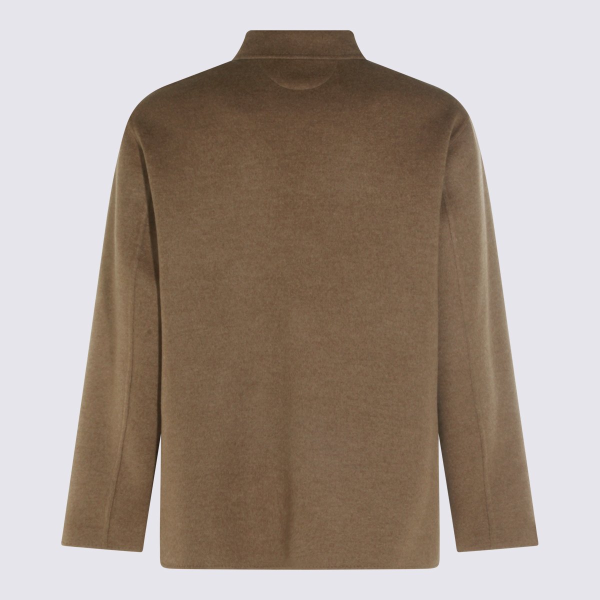 Kiton Brown Jacket With Classic Collar And Round Hem Bruin
