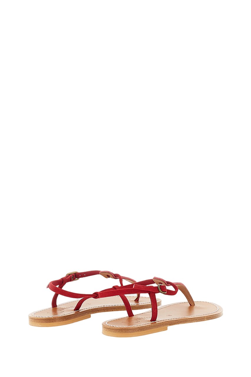 K.Jacques Red Picon Leather and Suede Sandals Rood