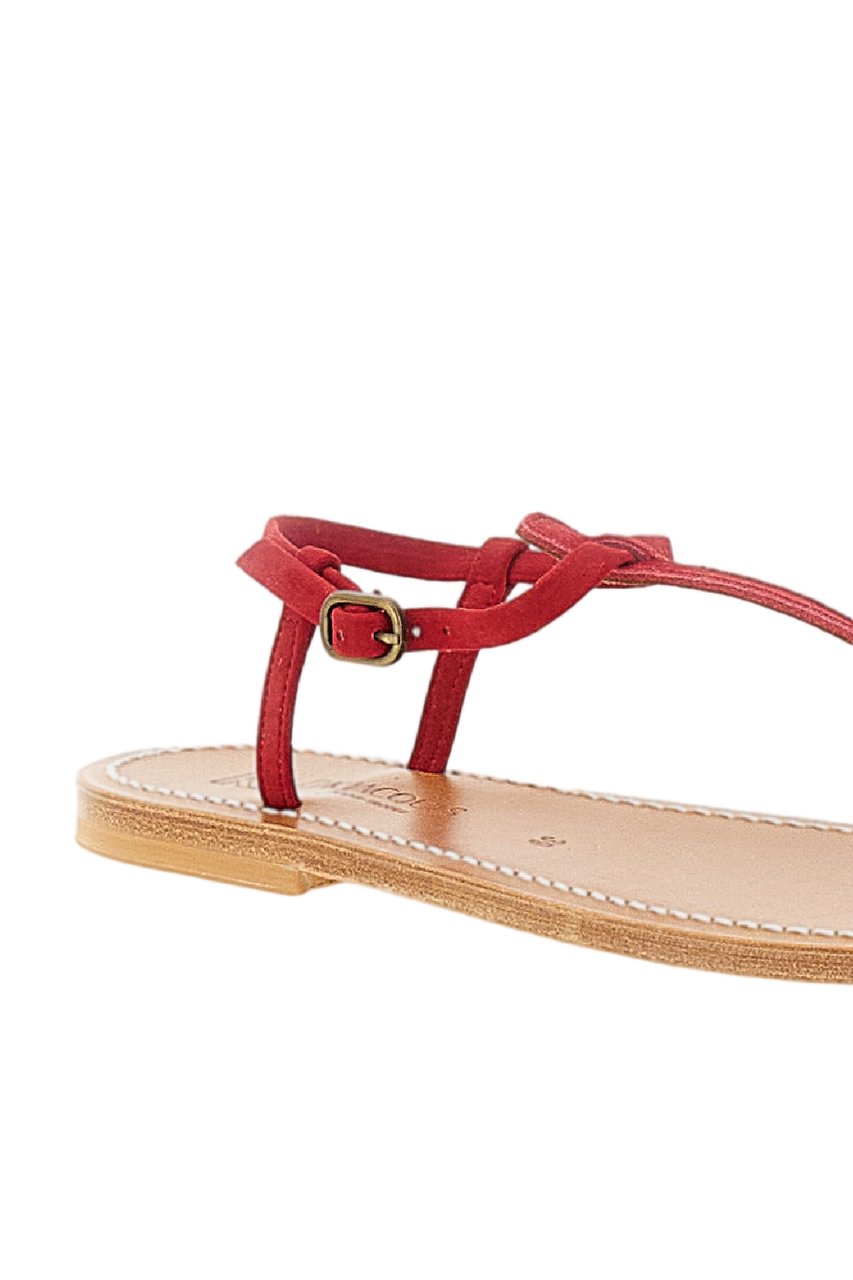 K.Jacques Red Picon Leather and Suede Sandals Rood