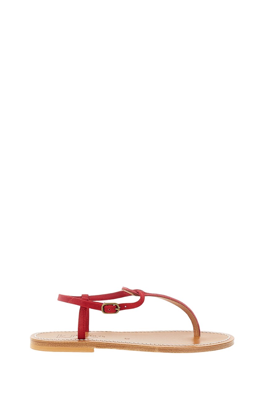 K.Jacques Red Picon Leather and Suede Sandals Rood