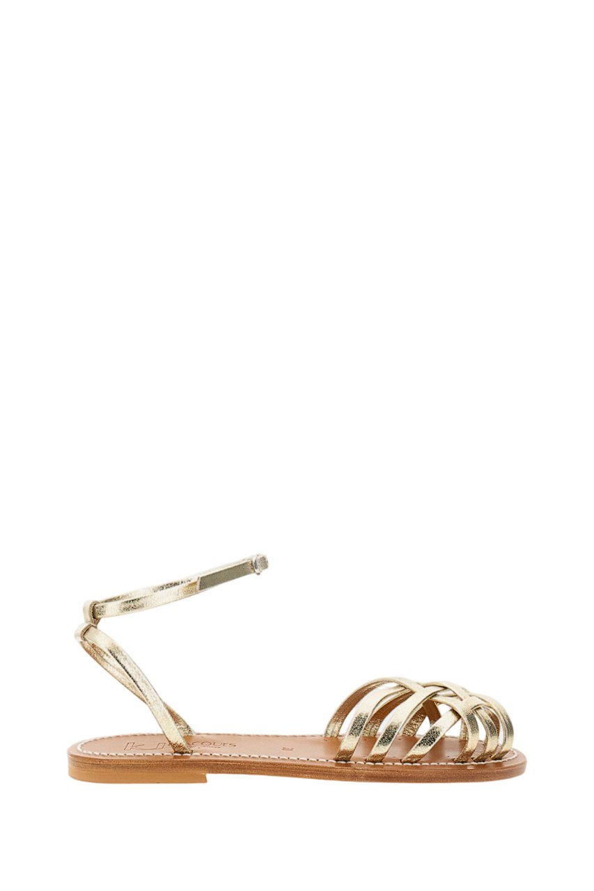 K.Jacques Gold Danaens Leather Cage Sandals Goud