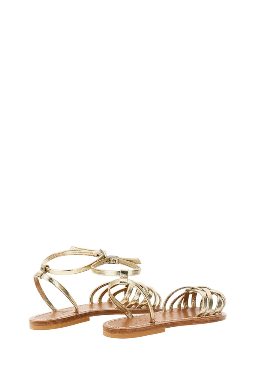 K.Jacques Gold Danaens Leather Cage Sandals Goud