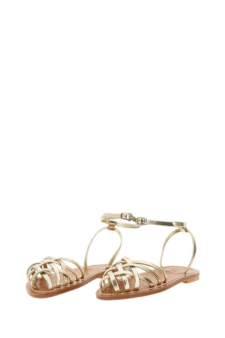 K.Jacques Gold Danaens Leather Cage Sandals Goud