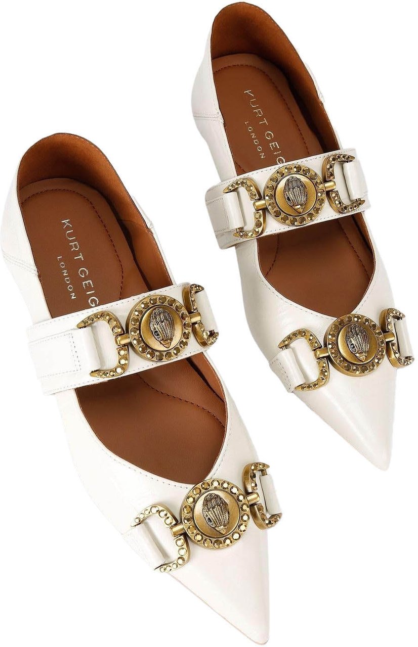 Kurt Geiger London Dames Mansion Point Ballerina Wit Wit