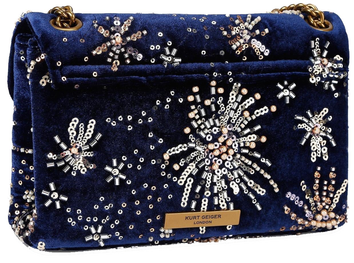 Kurt Geiger London Dames Velvet Mini Kensington Blauw Blauw