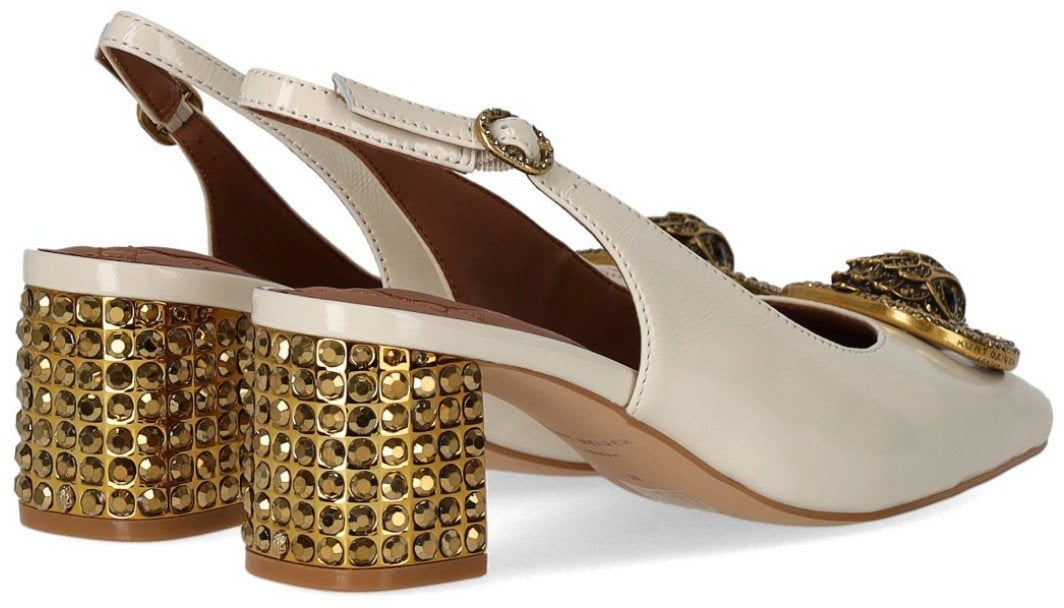 Kurt Geiger London KURT GEIGER CHELSEA BLOCK BONE SLINGBACK PUMPS Wit
