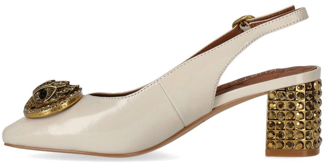 Kurt Geiger London KURT GEIGER CHELSEA BLOCK BONE SLINGBACK PUMPS Wit