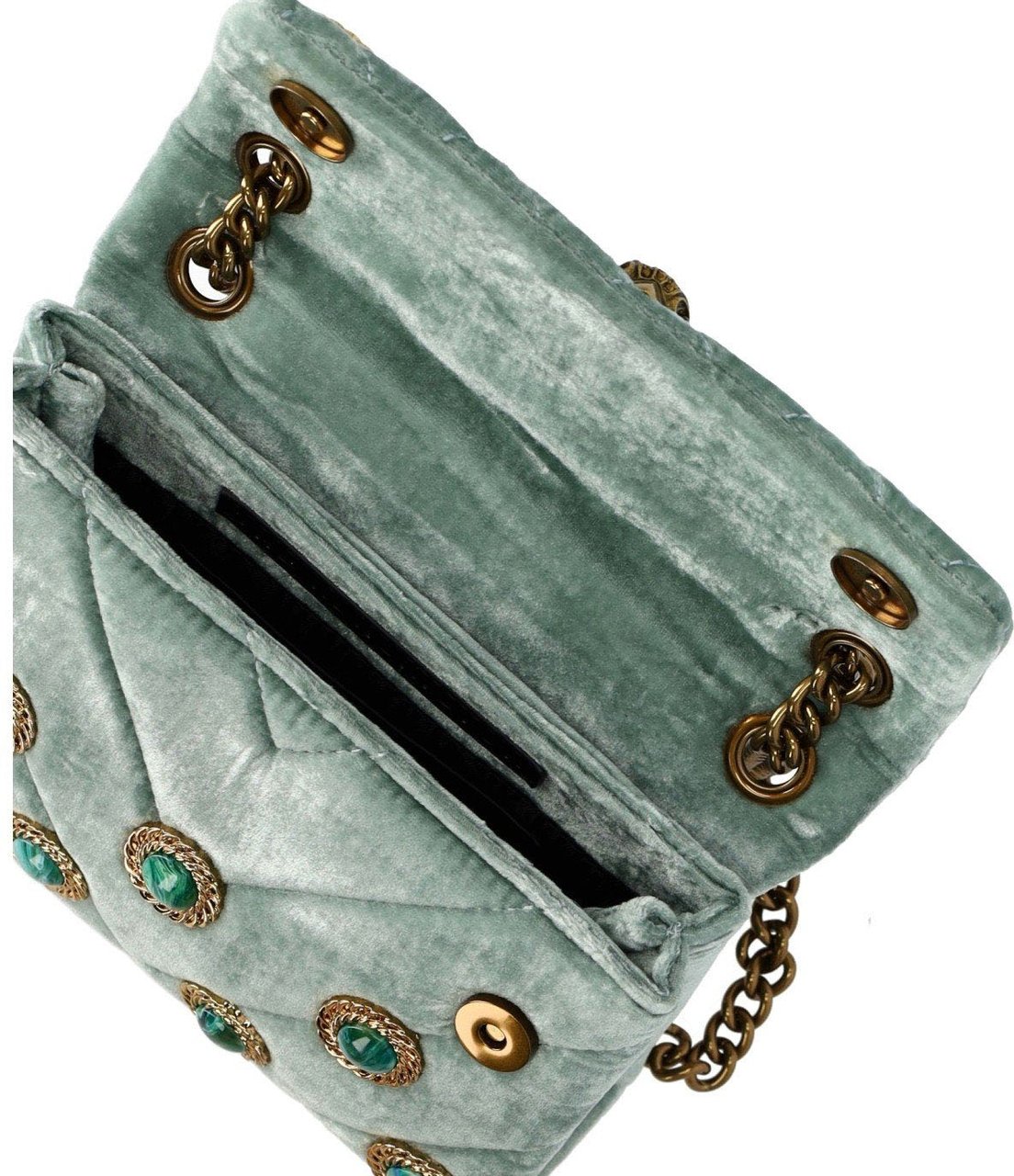 Kurt Geiger London KURT GEIGER VELVET MINI KENSINGTON PALE CROSSBODY BAG Groen