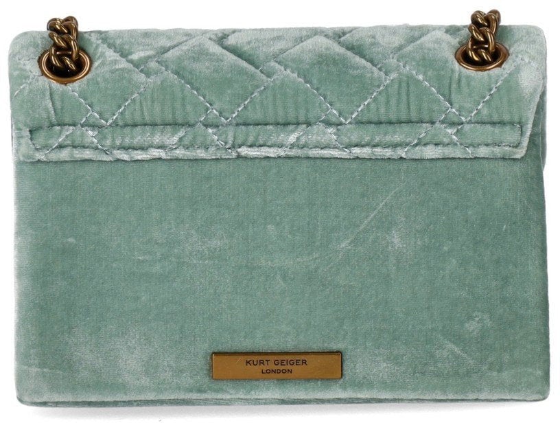 Kurt Geiger London KURT GEIGER VELVET MINI KENSINGTON PALE CROSSBODY BAG Groen