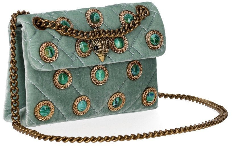 Kurt Geiger London KURT GEIGER VELVET MINI KENSINGTON PALE CROSSBODY BAG Groen