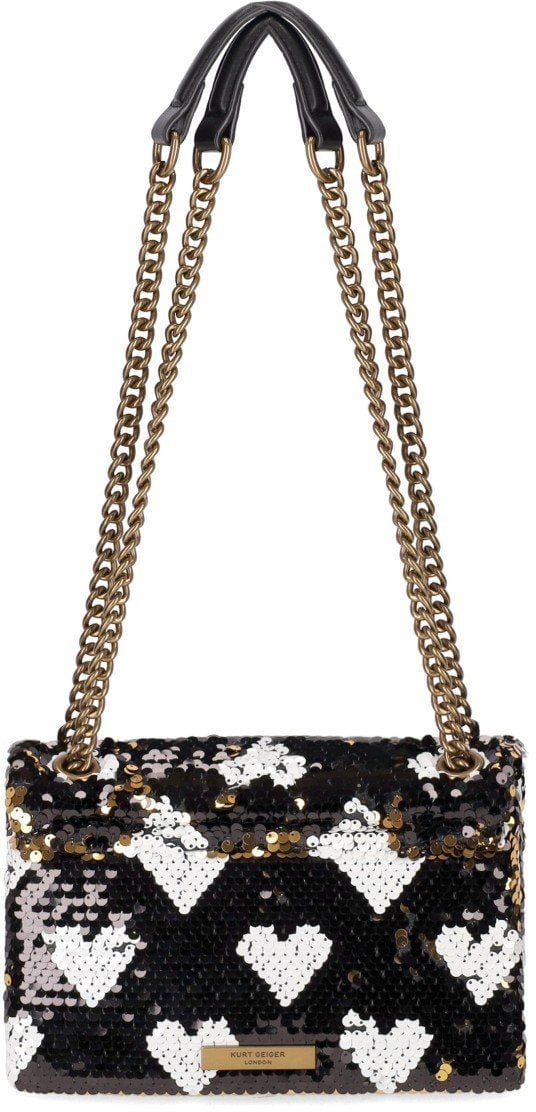 Kurt Geiger London KURT GEIGER KENSINGTON SEQUIN LOVE SHOULDER BAG Zwart