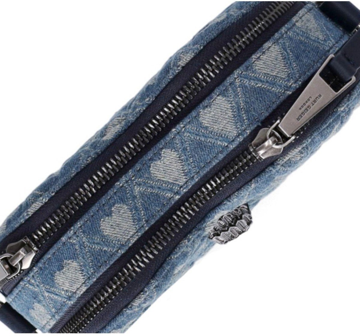 Kurt Geiger London KURT GEIGER KENSINGTON HEART DENIM CROSSBODY BAG Blauw