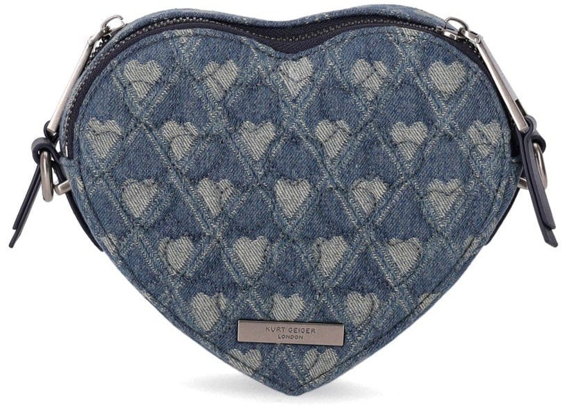 Kurt Geiger London KURT GEIGER KENSINGTON HEART DENIM CROSSBODY BAG Blauw