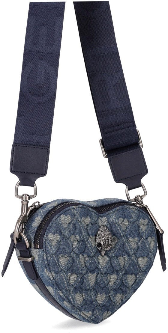 Kurt Geiger London KURT GEIGER KENSINGTON HEART DENIM CROSSBODY BAG Blauw