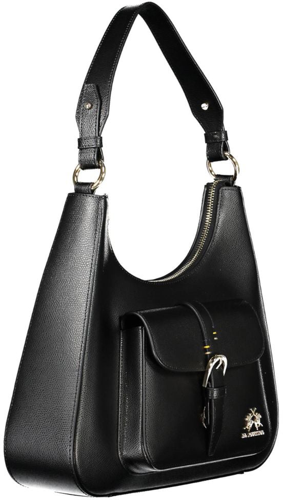 La Martina La Martina Black Leather Women's Shoulder Bag Zwart