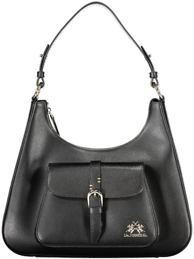 La Martina La Martina Black Leather Women's Shoulder Bag Zwart