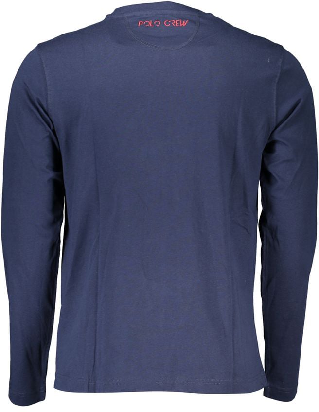 La Martina Regal Blue Crew Neck Embroidered Tee Blauw