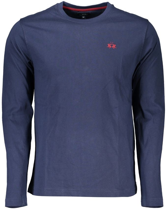 La Martina Regal Blue Crew Neck Embroidered Tee Blauw