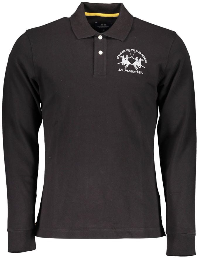 La Martina Black Cotton Men's Polo Shirt Zwart