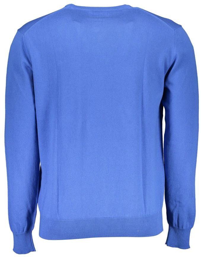 La Martina La Martina Blue Cotton Men's Knitwear Shirt Blauw