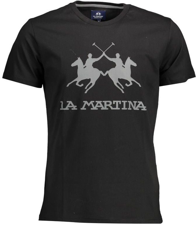 La Martina Black Cotton Men's T-Shirt Zwart