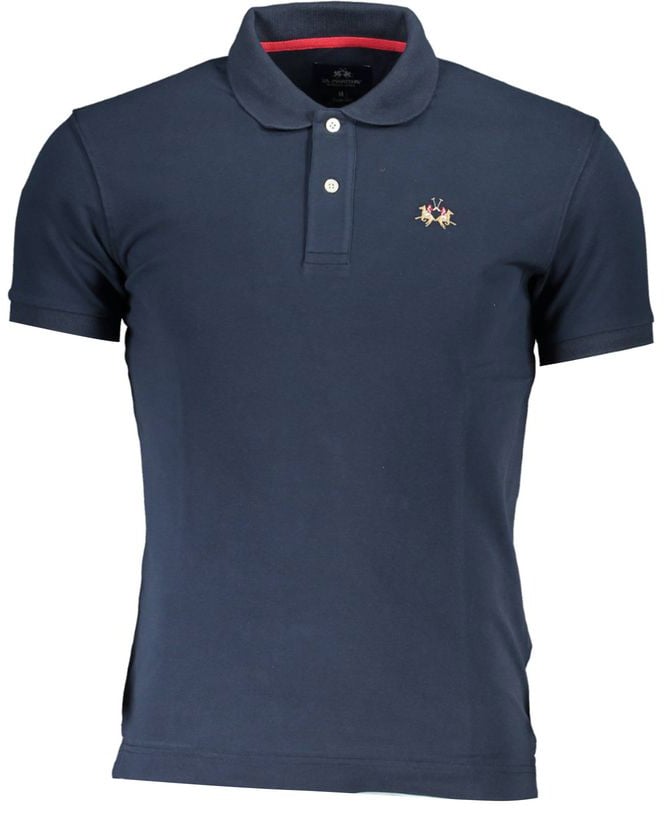 La Martina Blue Cotton Men's Polo Shirt Blauw