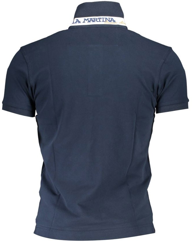 La Martina Blue Cotton Men's Polo Shirt Blauw