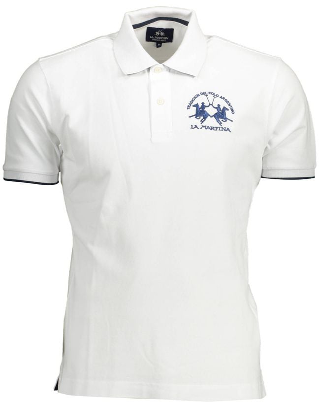 La Martina White Cotton Men Polo Shirt Wit