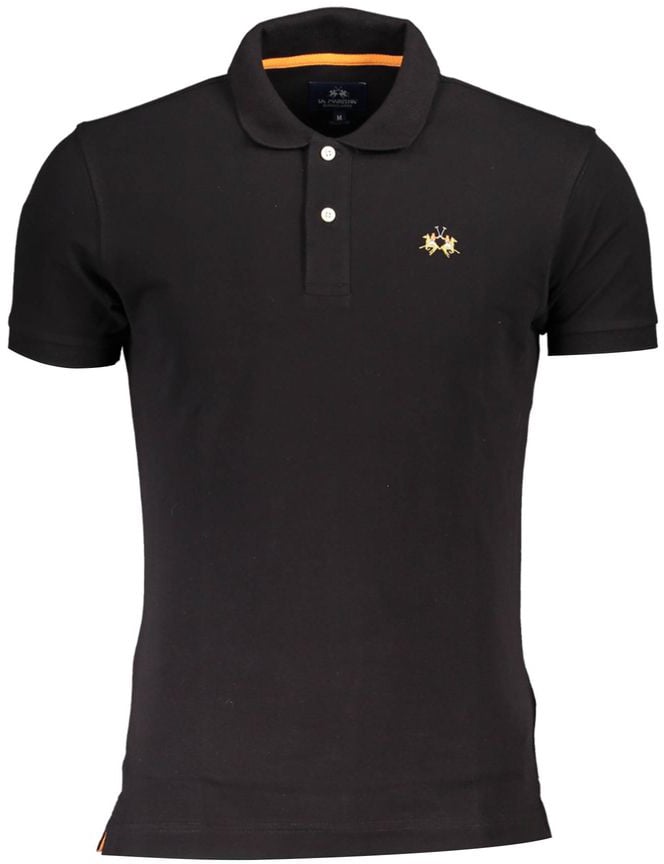 La Martina Black Cotton Men's Polo Shirt Zwart