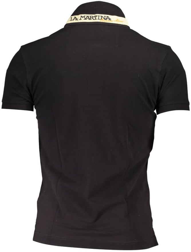 La Martina Black Cotton Men's Polo Shirt Zwart