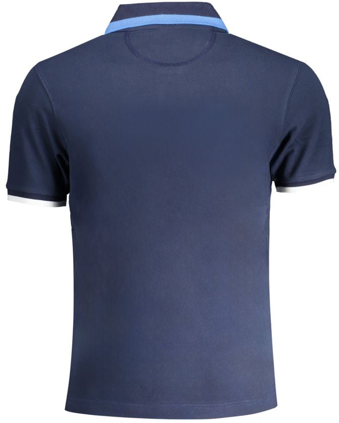 La Martina Blue Cotton Men Polo Shirt Blauw