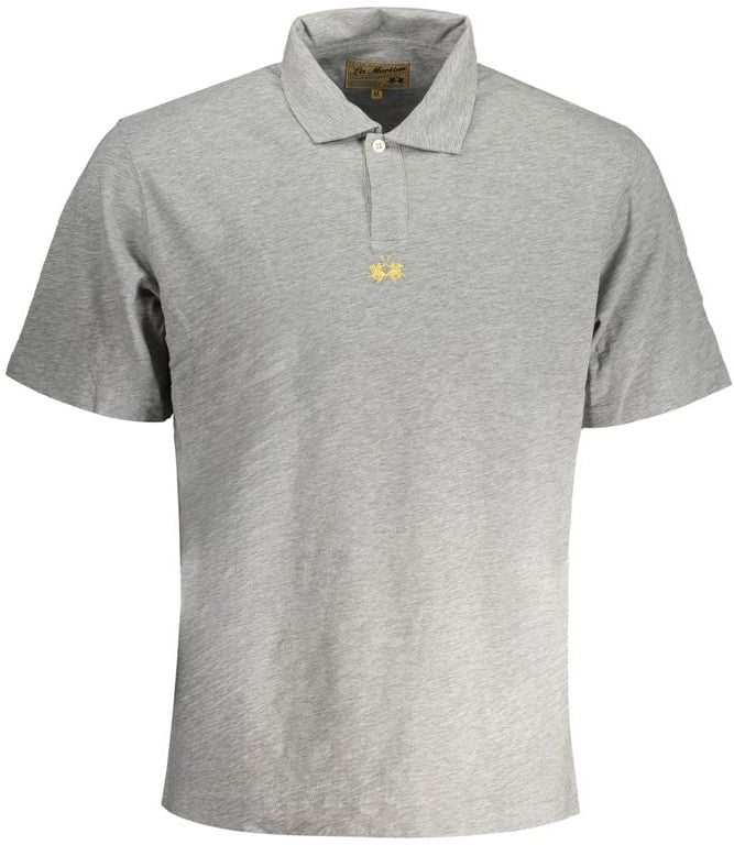 La Martina Grigio Cotton Men Polo Shirt Grijs