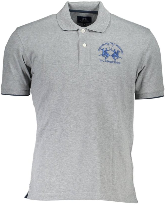 La Martina Grigio Cotton Men Polo Grijs