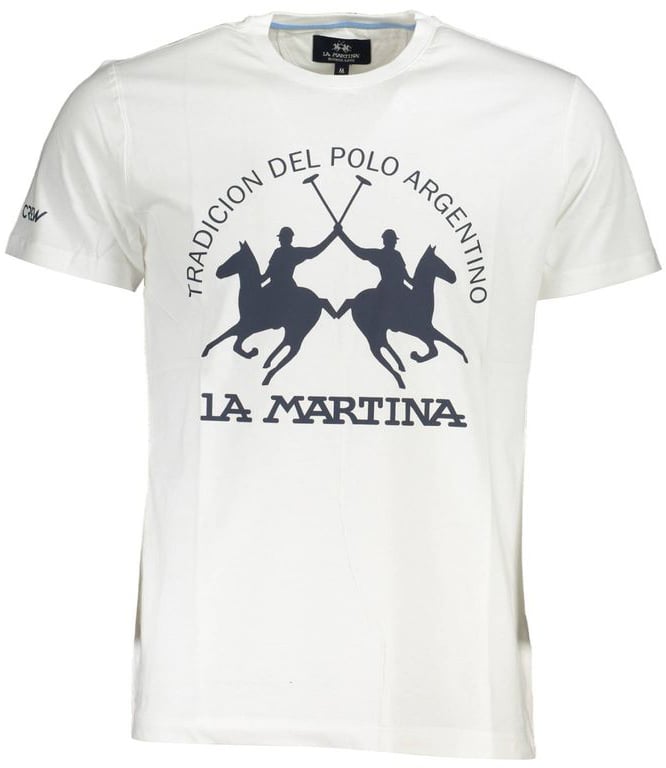 La Martina White Cotton Men T-Shirt Wit