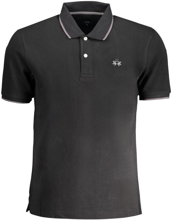 La Martina Black Cotton Men's Polo Shirt Zwart
