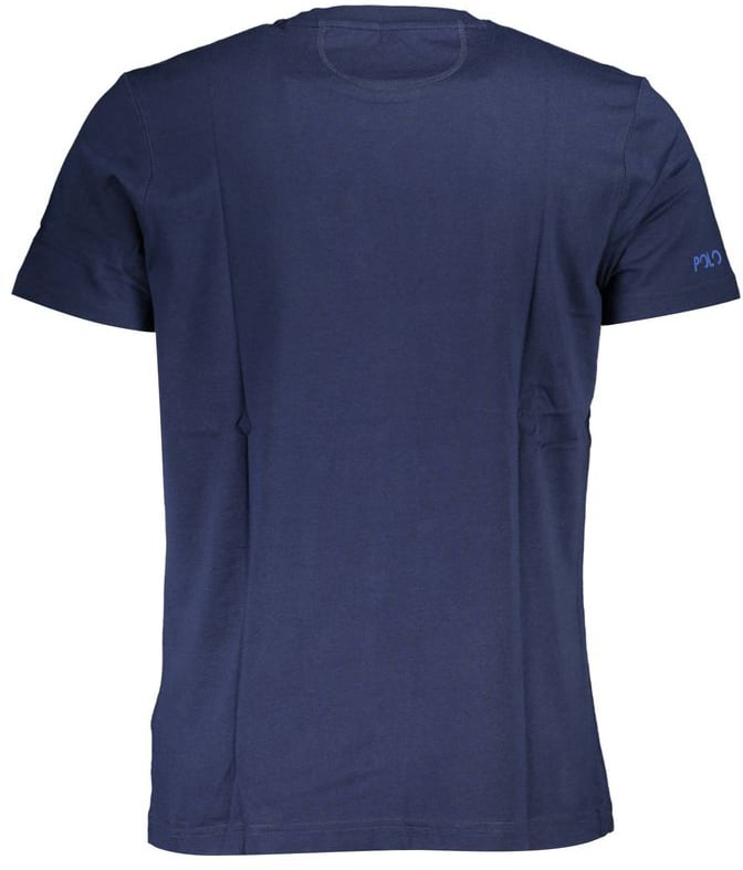 La Martina Blue Cotton Men T-Shirt Blauw