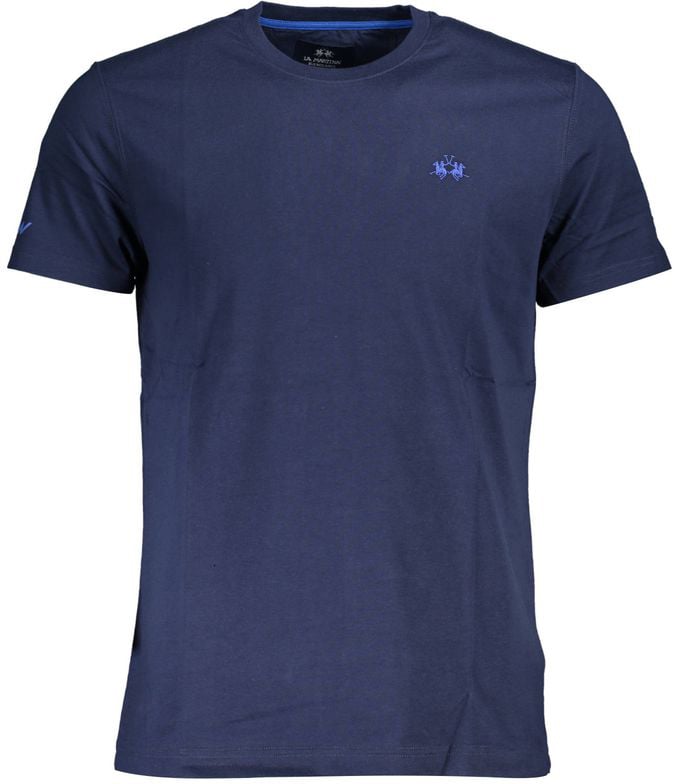 La Martina Blue Cotton Men T-Shirt Blauw