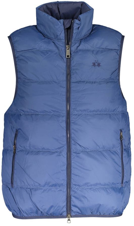 La Martina La Martina Blue Polyamide Men's Vest Blauw