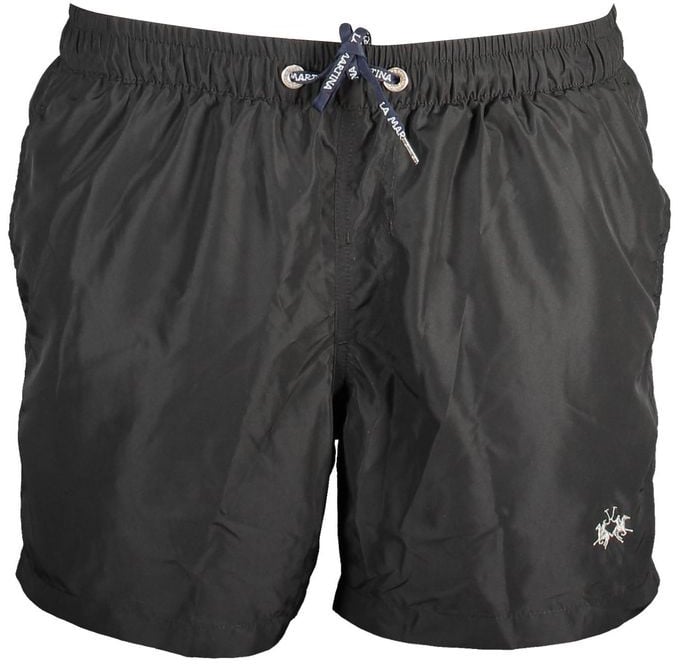 La Martina Black Polyester Men's Swim Trunk Zwart