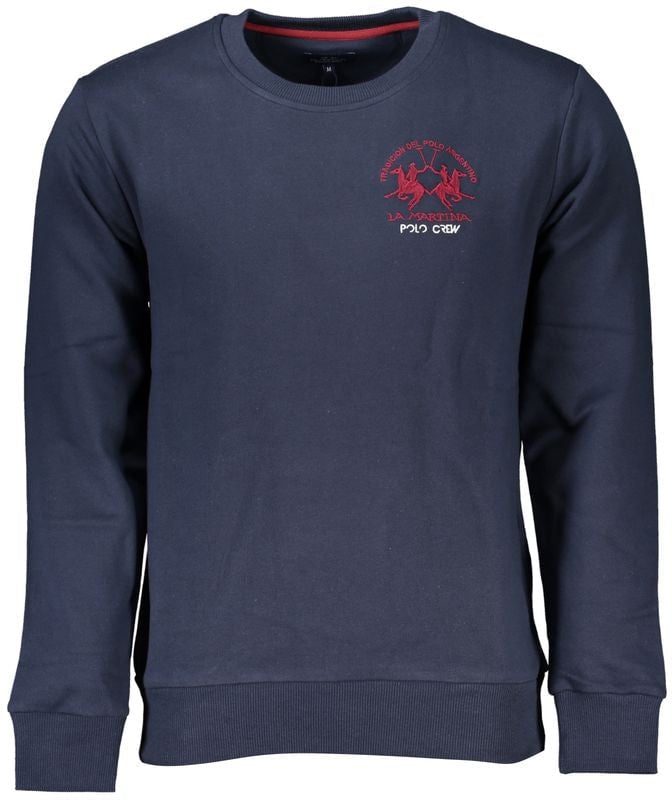 La Martina Blue Cotton Men's Sweatshirt Blauw