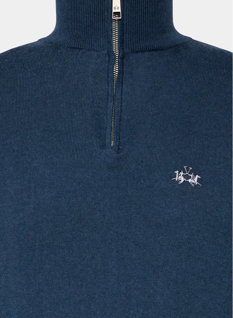 La Martina Man Half Zip Tricot Blauw