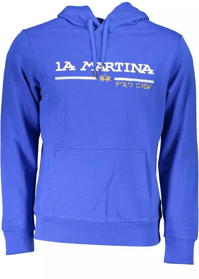 La Martina Blue Cotton Sweater Blauw