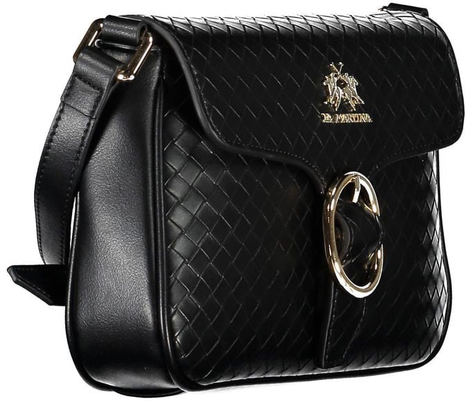 La Martina La Martina Black Polyurethane Women Shoulder Bag Zwart