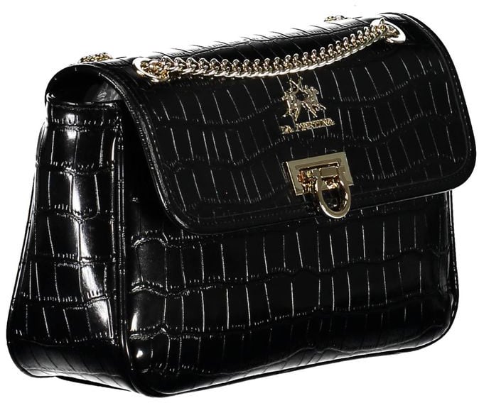 La Martina La Martina Nero Poliuretano Women Shoulder Bag Zwart