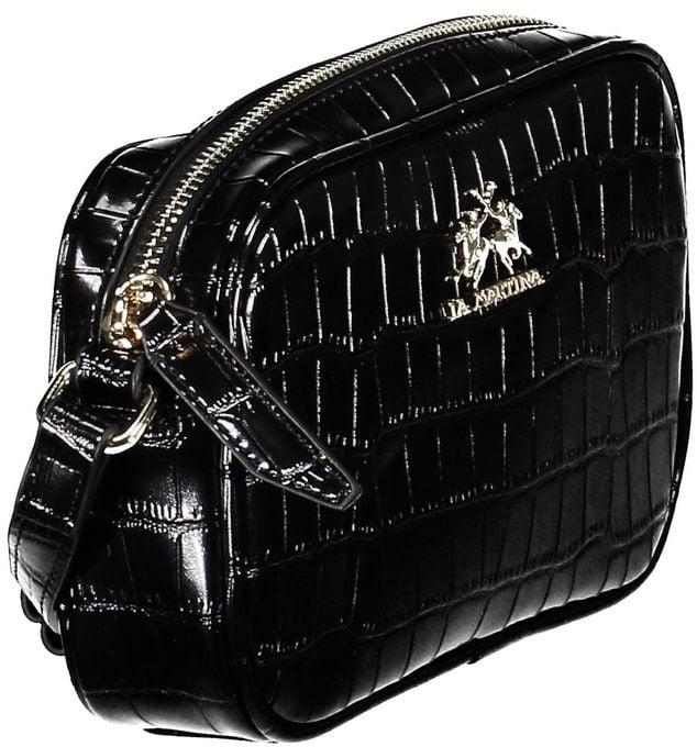 La Martina La Martina Black Polyurethane Women Shoulder Bag Zwart