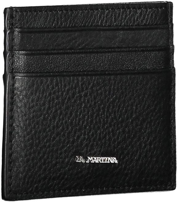 La Martina La Martina Black Leather Men Wallet Holder Zwart