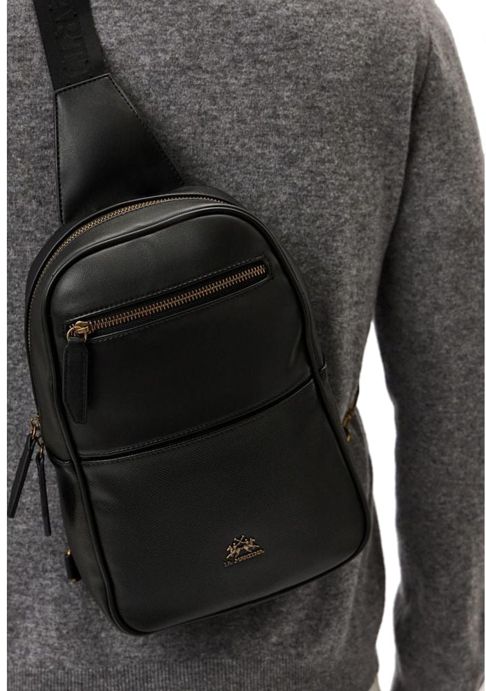 La Martina La Martina Black Polyethylene Crossbody Bag Zwart