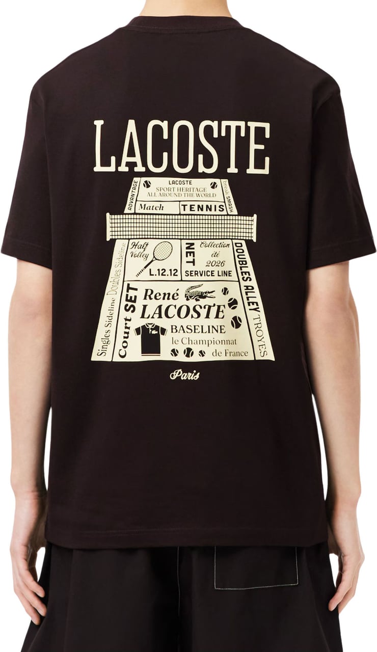 Lacoste 1ht1 Men's Tee-shirt T-shirts Donkerbruin Th0537-61 Bruin