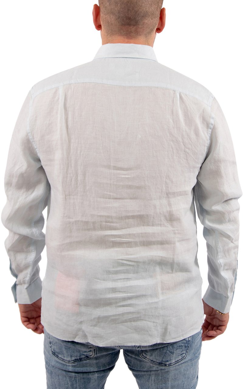 Lacoste Linnen Overhemd Blauw